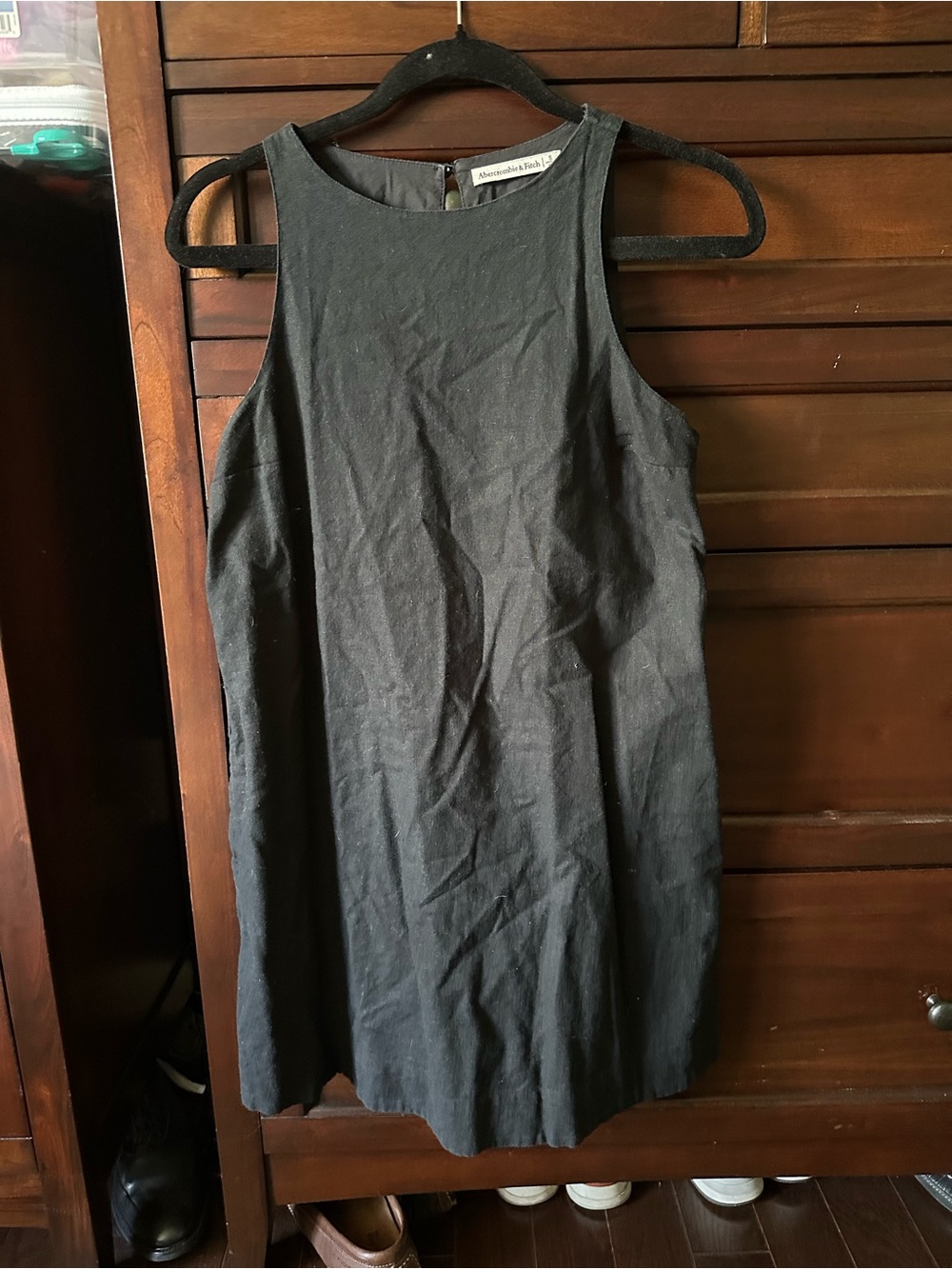 Abercrombie & Fitch Black Linen Sleeveless Shift Dress